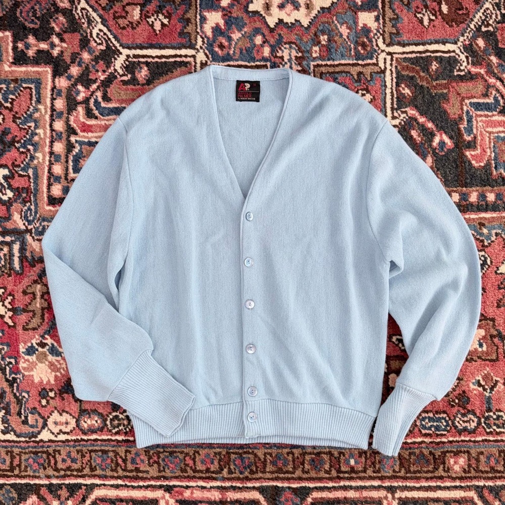 VTG Arnold Palmer Robert Bruce Cardigan Sweater Blue Orlon Acrylic USA Mens M